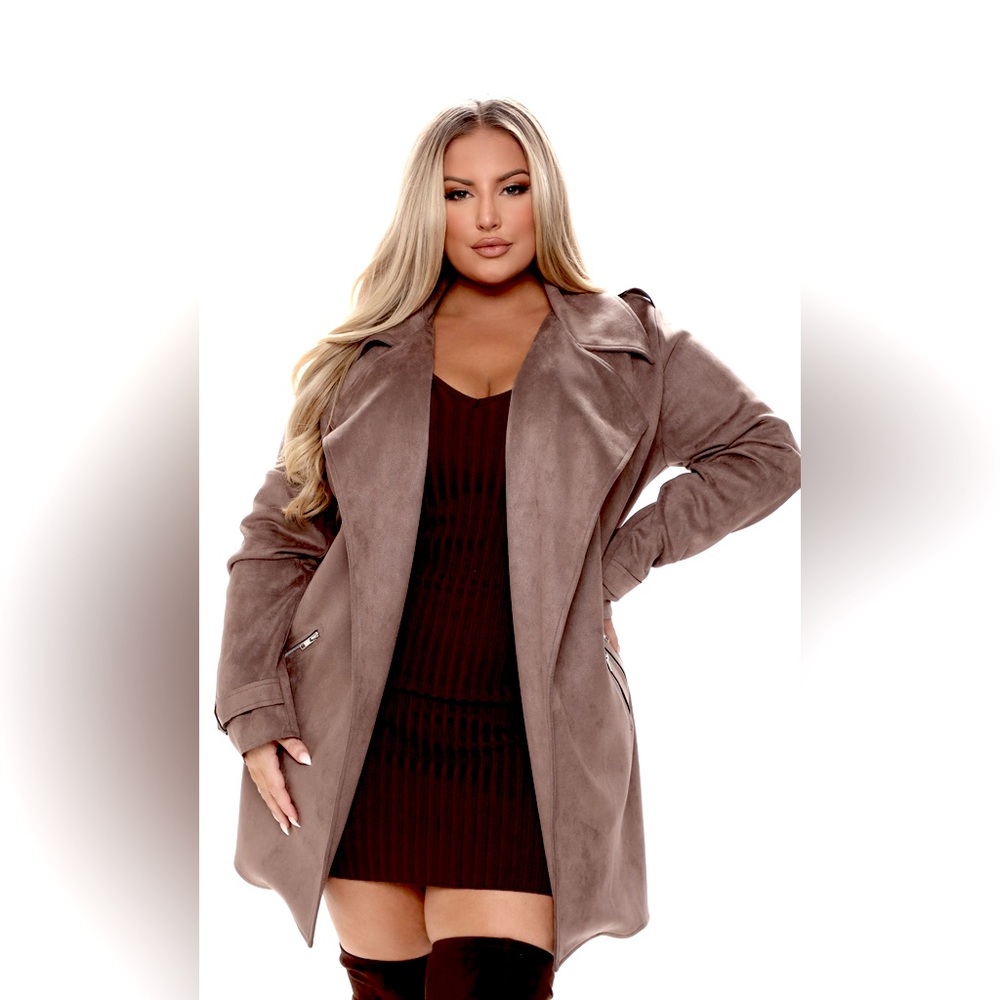 NWOT FN Faux Suede Trench Coat